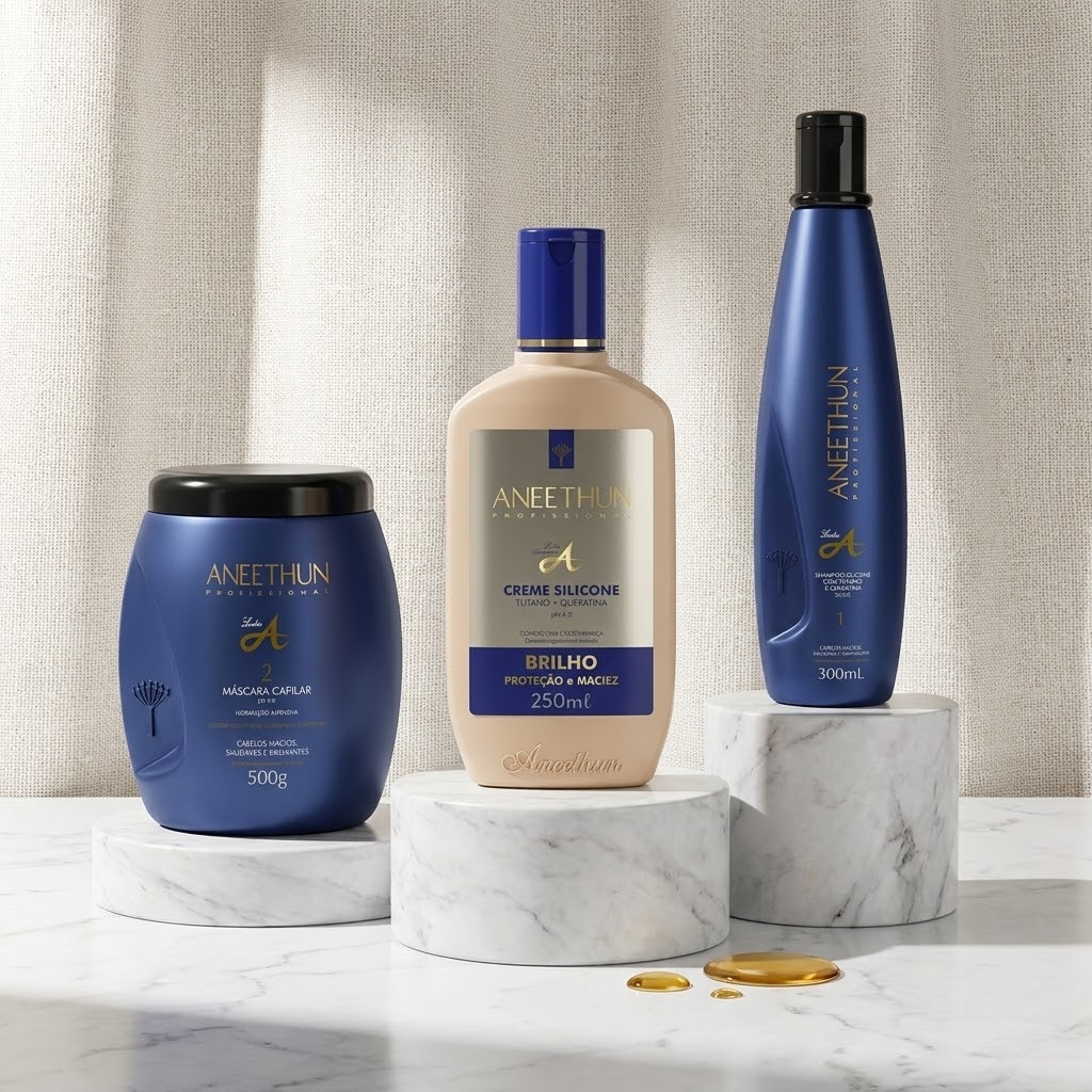 Produtos Aneethun profissional para salões - linha completa de tratamentos capilares